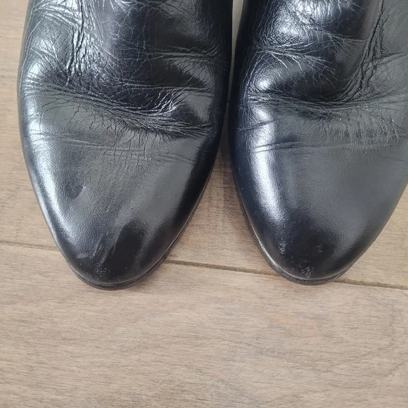 Vintage 80's black genuine leather mid calf boots Size 7 - Picture 12 of 16